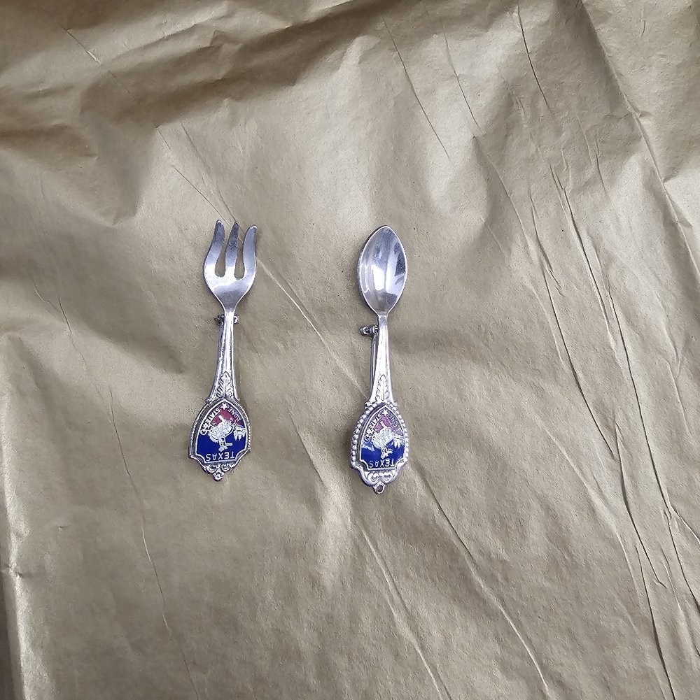 Silver and Blue Souvenir Spoon and Fork Set